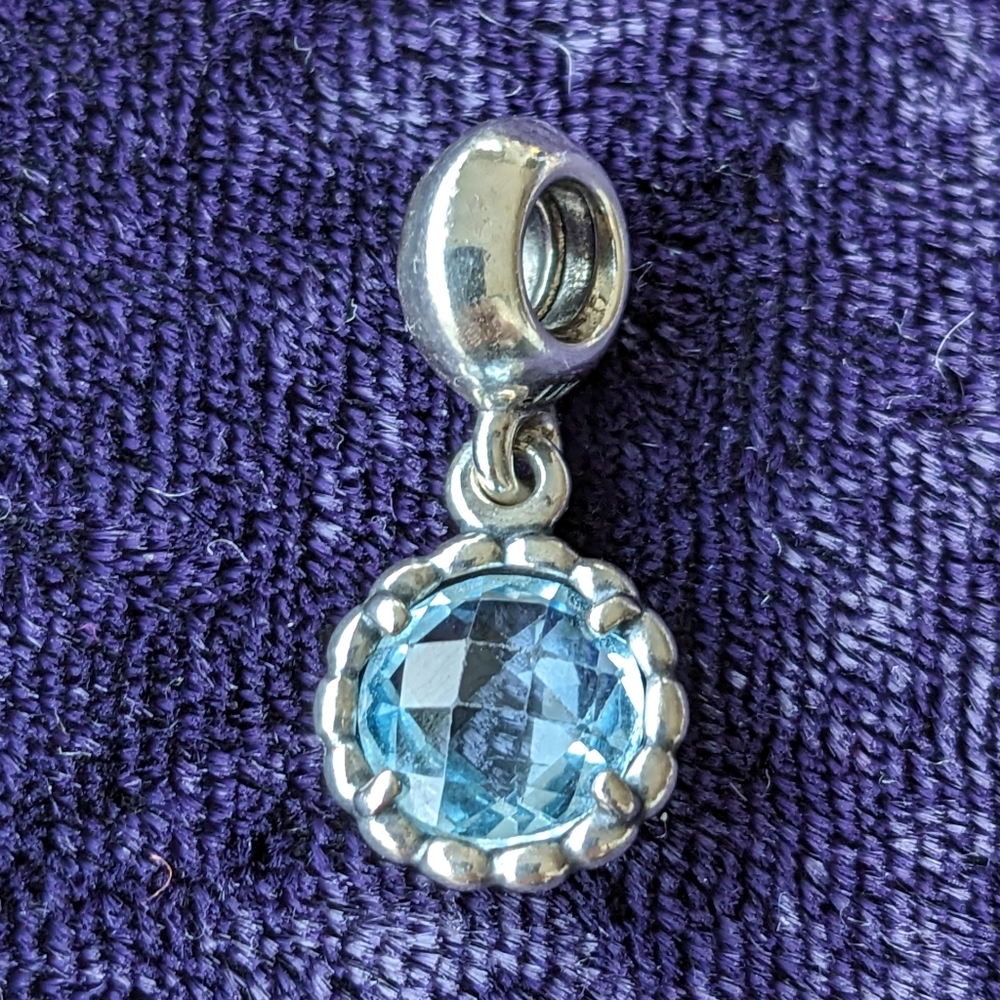 Pandora Cool Breeze Blue Topaz Dangle Bracelet Charm, Retired